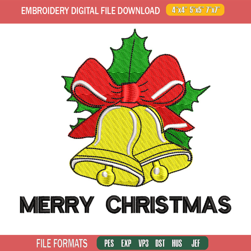 Bells chrismas embroidery design, Chrismas embroidery, Emb design, Embroidery shirt, Embroidery file, Digital download.jpg