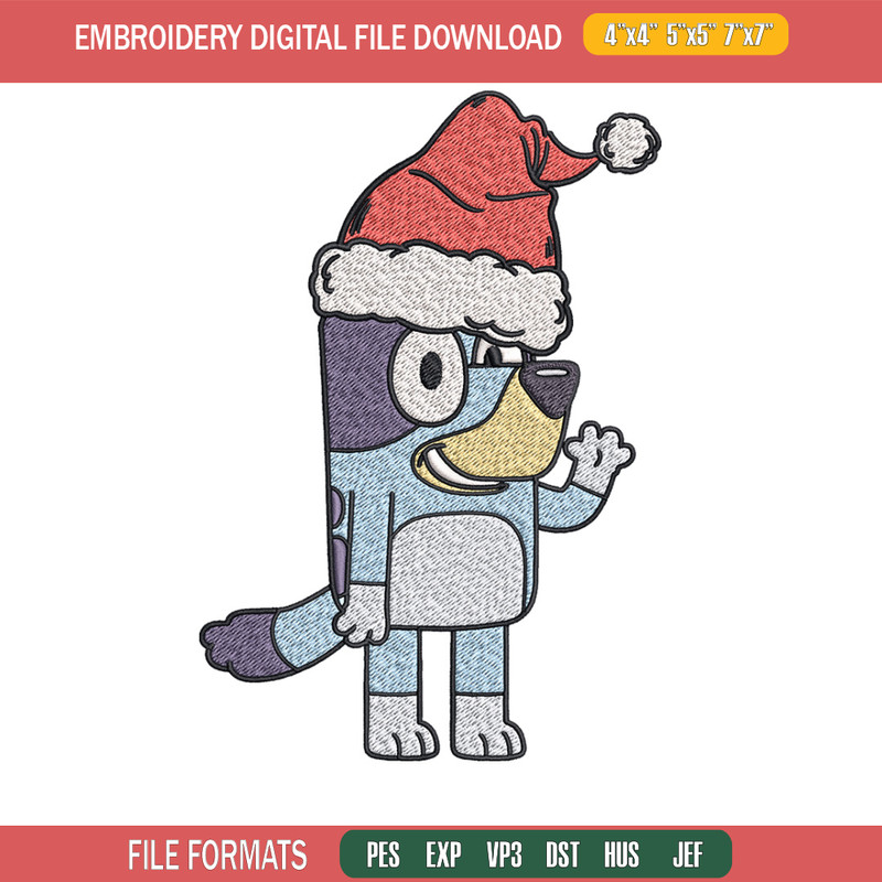 Bluey hat chrismas Embroidery Design, Bluey Embroidery, Embroidery File, Brand Embroidery, Logo shirt, Digital download.jpg