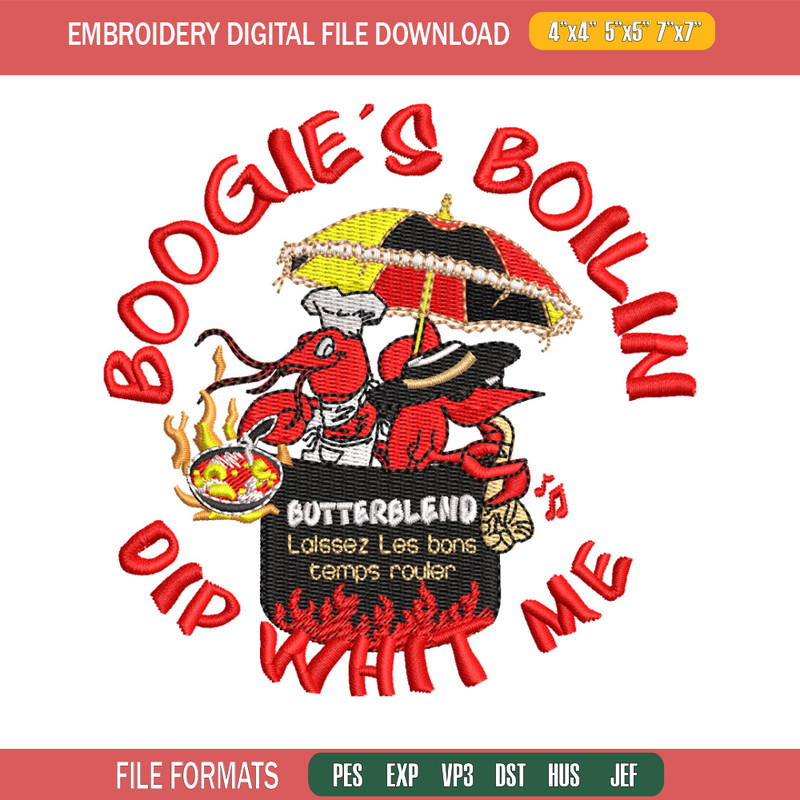 Boogie's Boilin Dip Whit Me embroidery design, logo embroidery, embroidery file, logo design, Digital download..jpg