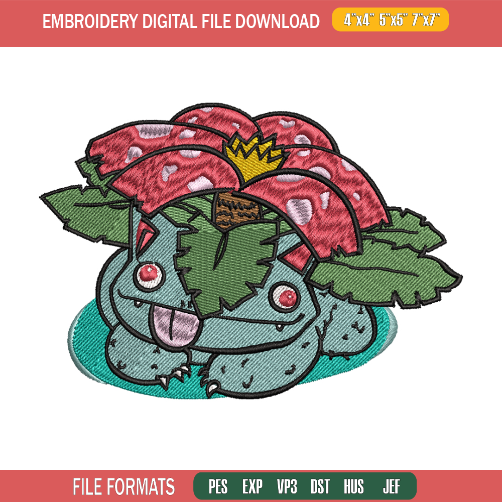 Bubasaur Pokemon embroidery design, Pokemon embroidery, Logo design, anime design, anime shirt, Digital download.jpg