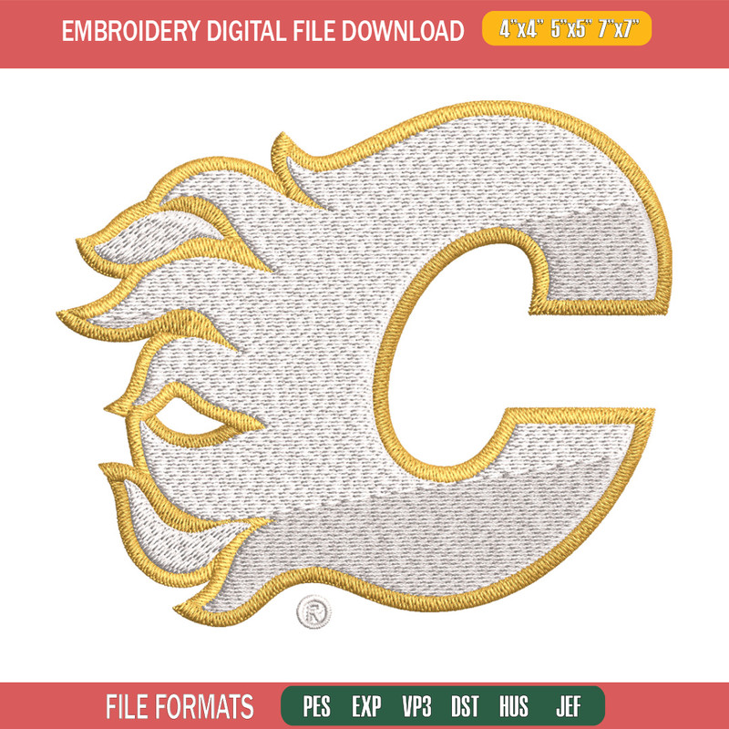 Calgary Flames Embroidery Design, Logo Embroidery, NHL Embroidery, Embroidery File, Logo shirt, Digital download.jpg