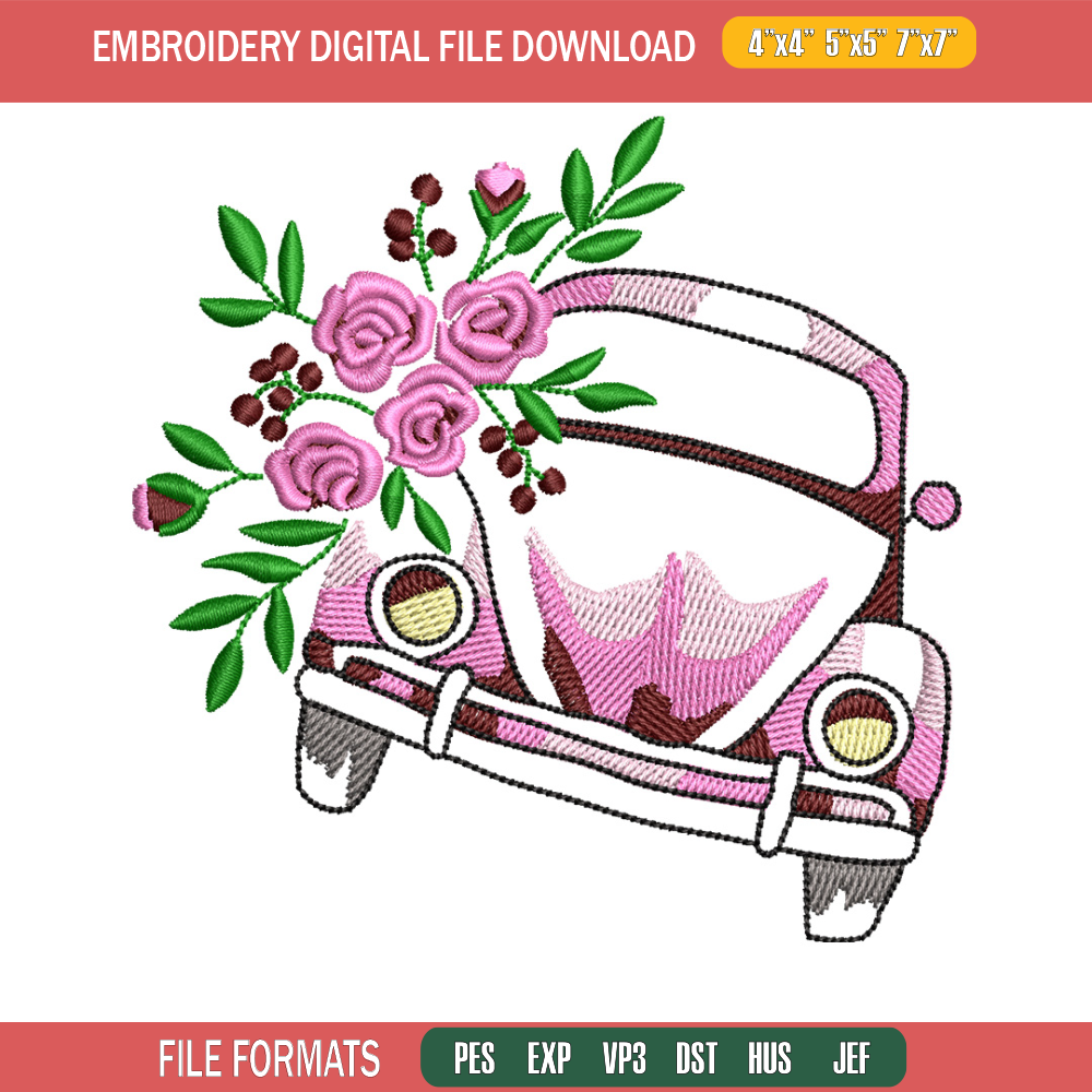 Car flower embroidery design, Car embroidery, Embroidery file, Embroidery shirt, Emb design, Digital download.jpg