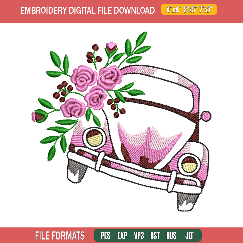 Car flower embroidery design, Car flower embroidery, logo design, embroidery file, logo shirt, Digital download..jpg