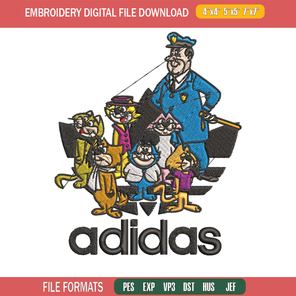 Cartoon cat Embroidery Design, Adidas Embroidery, Embroidery File, Cartoon Embroidery, Logo shirt, Digital download.jpg