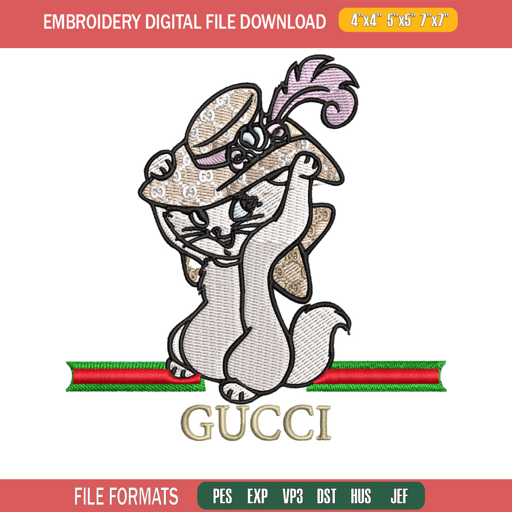 Cat cartoon gucci Embroidery Design, Gucci Embroidery, Embroidery File, Logo shirt, Sport Embroidery, Digital download..jpg