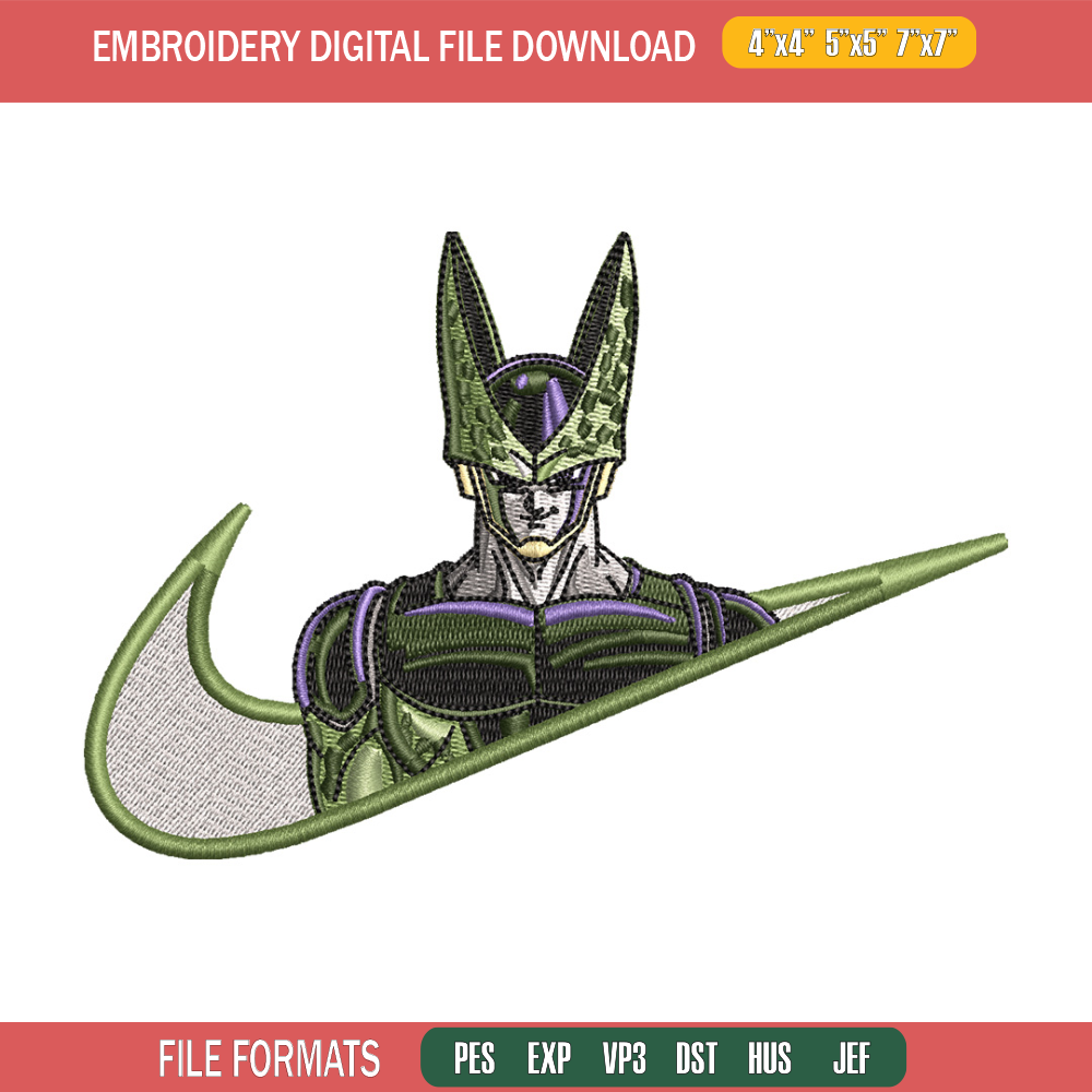 Cell nike embroidery design, Dragonball embroidery, Nike design, Embroidery shirt, Embroidery file, Digital download.jpg