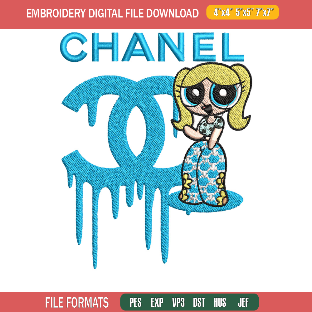 Chanel blue girl Embroidery Design, Chanel Embroidery, Brand Embroidery, Embroidery File, Logo shirt, Digital download.jpg