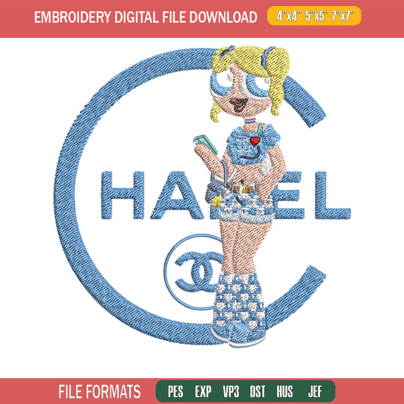 Chanel blue girl Embroidery Design, Chanel Embroidery, Embroidery File, Brand Embroidery, Logo shirt, Digital download.jpg