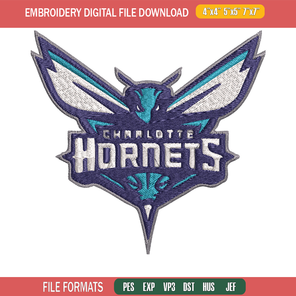 Charlotte Hornets Embroidery Design, Logo Embroidery, NBA Embroidery, Embroidery File, Logo shirt,Digital download.jpg