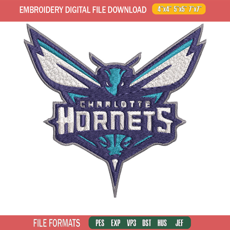 Charlotte Hornets Embroidery Design, Logo Embroidery, NBA Embroidery, Embroidery File, Logo shirt,Digital download.jpg