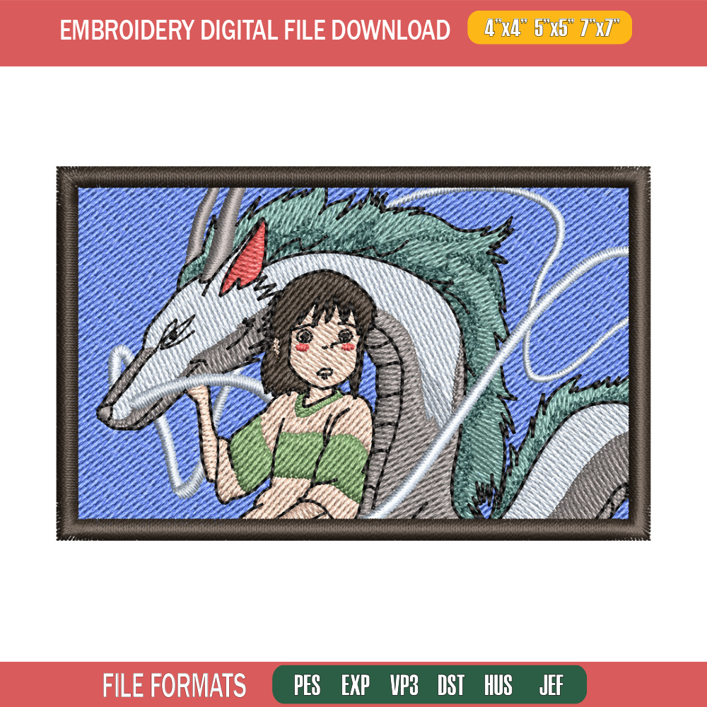 Chihiro embroidery design, Ghibli embroidery, Anime design, Embroidery shirt, Embroidery file,Digital download.jpg