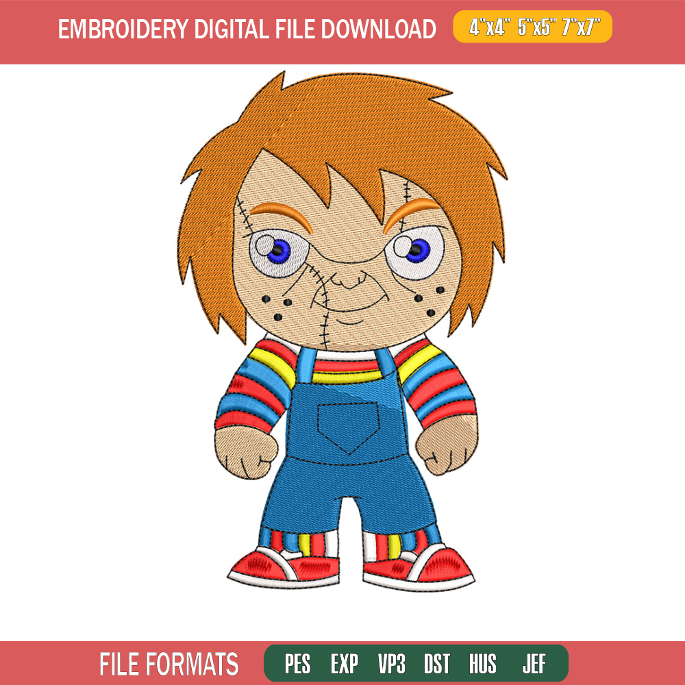 Chucky chibi embroidery design, Horror embroidery, Embroidery file,Embroidery shirt, Emb design, Digital download.jpg