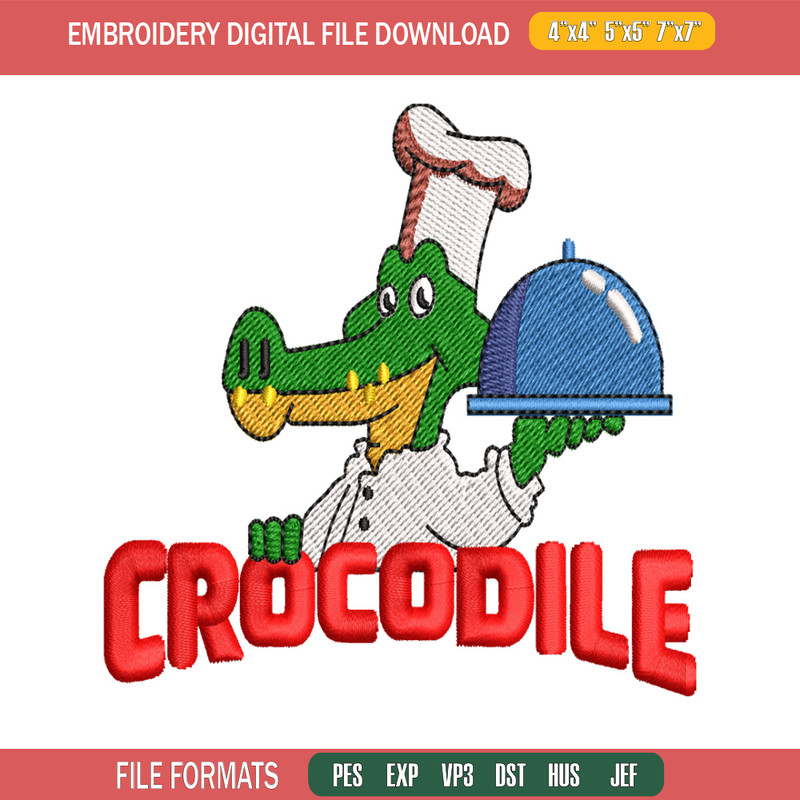 Crocodile chef embroidery design, Crocodile chef embroidery, embroidery file, logo design, logo shirt, Digital download.jpg
