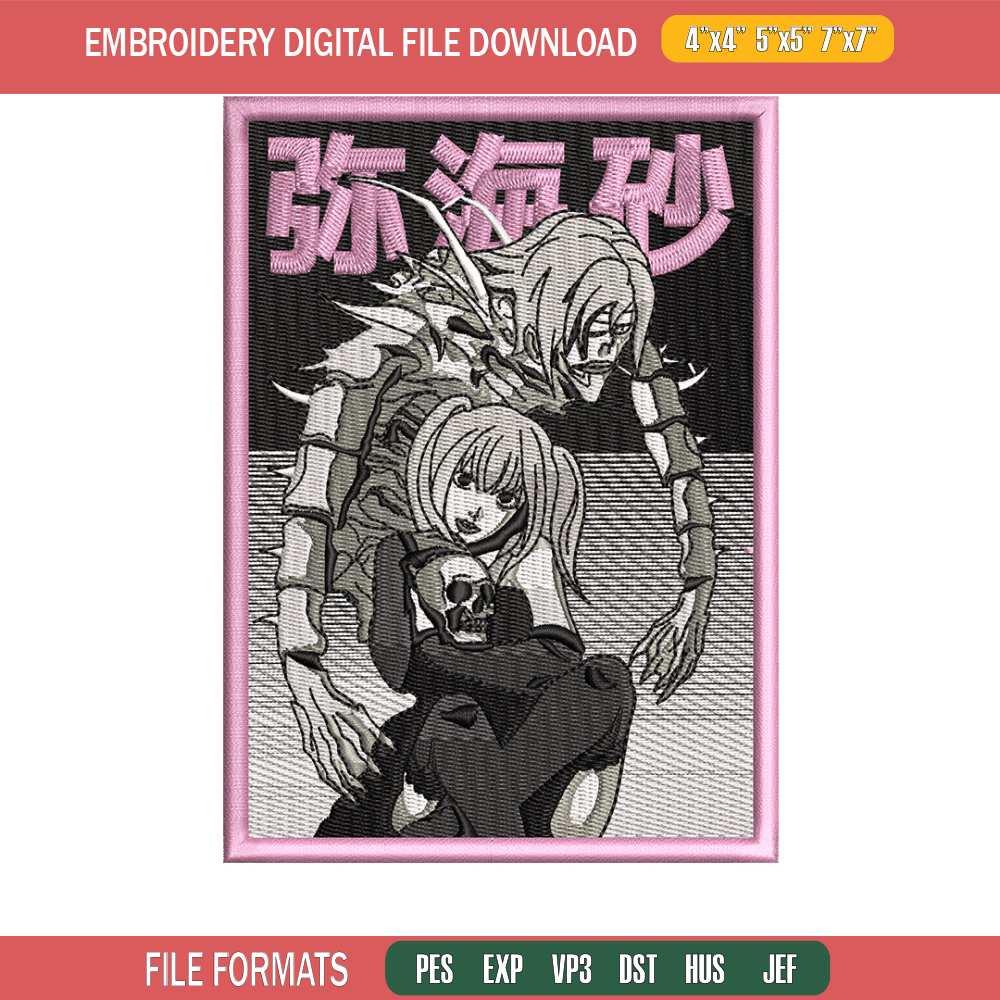 Demon rem embroidery design, Death note embroidery, Anime design, Embroidery shirt, Embroidery file, Digital download.jpg
