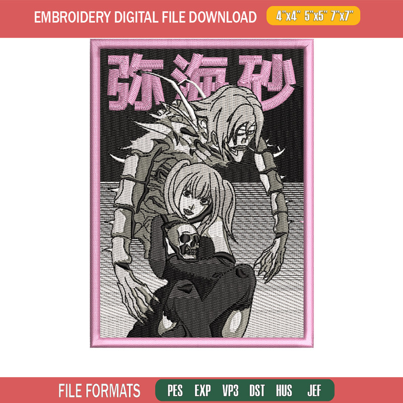 Demon rem embroidery design, Death note embroidery, Anime design, Embroidery shirt, Embroidery file, Digital download.jpg