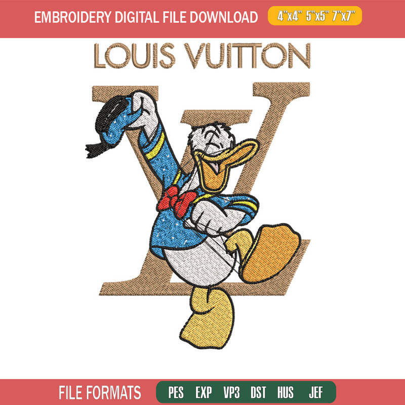 Duck cartoon lv Embroidery Design, LV Embroidery, Brand Embroidery, Embroidery File, Logo shirt, Digital download.jpg