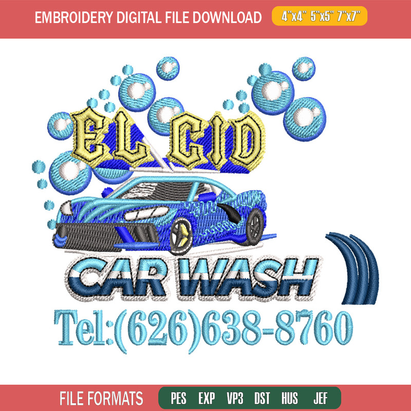 El cid car wash embroidery design, Logo embroidery, Embroidery file,Embroidery shirt, Emb design, Digital download.jpg