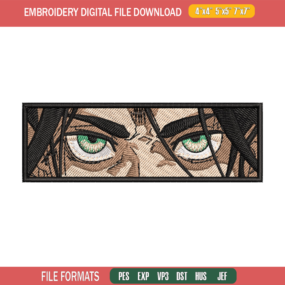 Eren eyes embroidery design, Aot embroidery, Anime design, Embroidery shirt, Embroidery file, Digital download.jpg