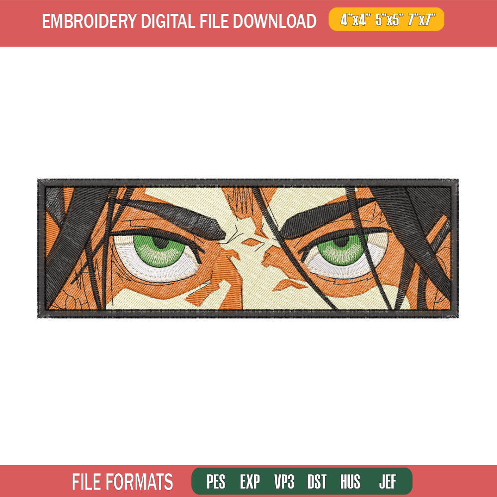 Eren eyes embroidery design, Aot embroidery, Embroidery file, Anime design, Embroidery shirt, Digital download.jpg