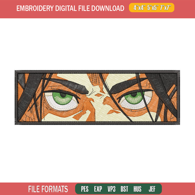 Eren eyes embroidery design, Aot embroidery, Embroidery file, Anime design, Embroidery shirt, Digital download.jpg