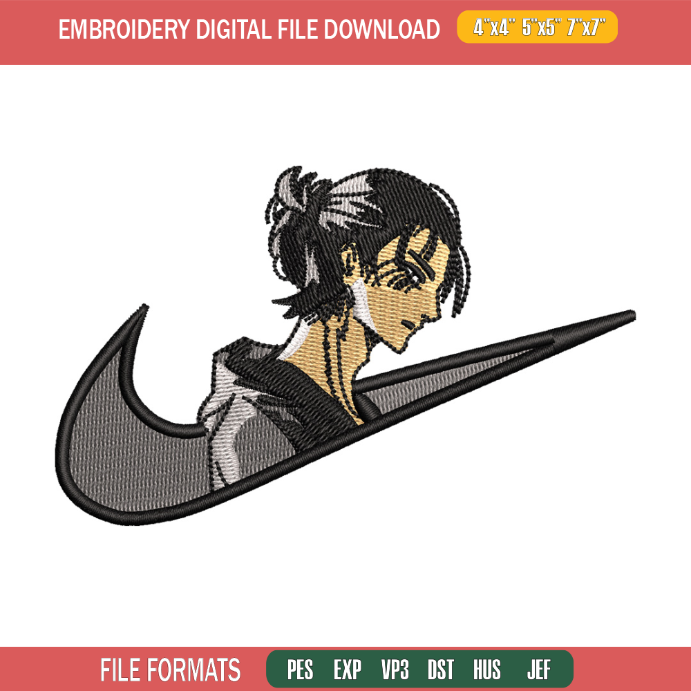 Eren x nike embroidery design, Aot embroidery, Embroidery file, Embroidery shirt, Nike design, Digital download.jpg