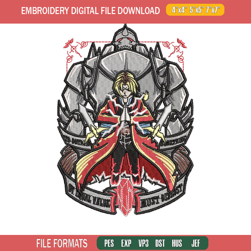 Full metal embroidery design, Full metal embroidery, Anime design, Embroidery shirt, Embroidery file, Digital download.jpg