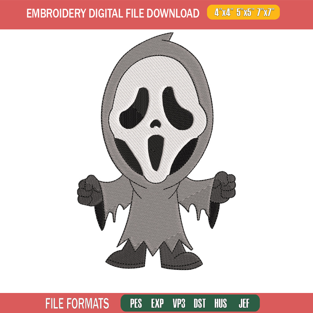 Ghost chibi embroidery design, Ghost embroidery, Emb design, Embroidery shirt, Embroidery file, Digital download.jpg