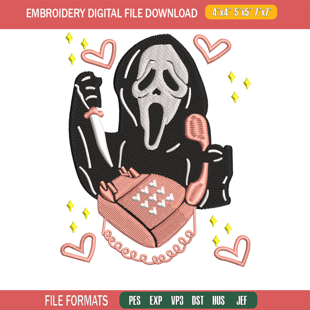 Ghost horror embroidery design, Ghost embroidery, Emb design, Embroidery shirt, Embroidery file, Digital download.jpg