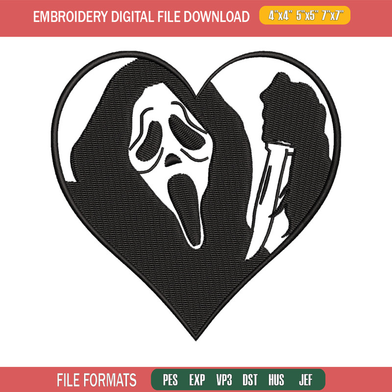 Ghostface Heart embroidery design, Ghostface Heart embroidery, logo design, embroidery file, Digital download..jpg