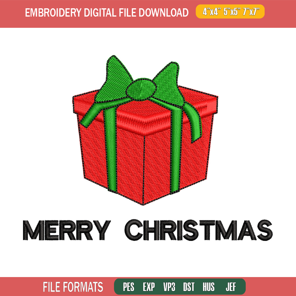 Gift chrismas embroidery design, Chrismas embroidery, Emb design, Embroidery shirt, Embroidery file, Digital download.jpg