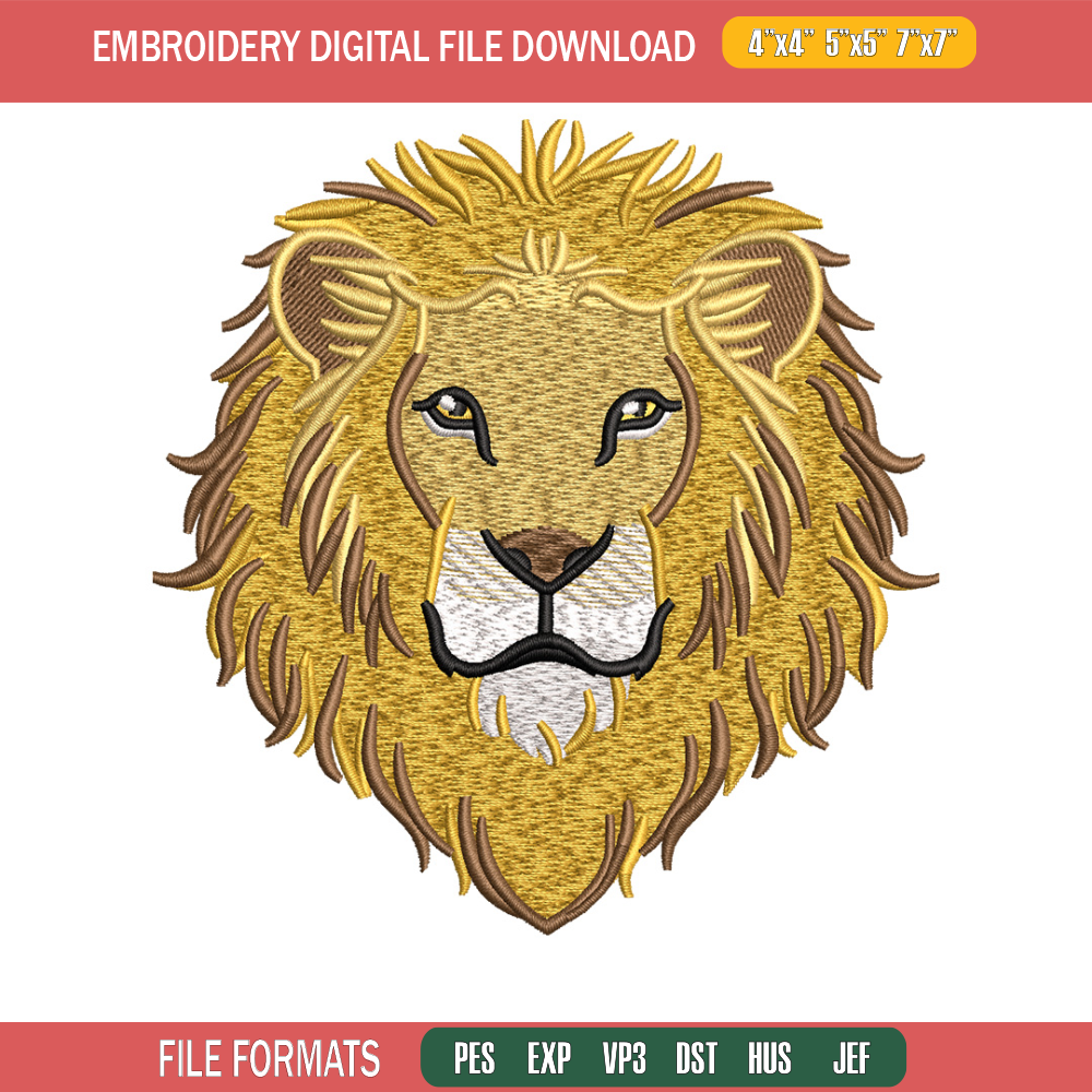 Goden lion embroidery design, Lion embroidery, Embroidery file, Embroidery shirt, Emb design, Digital download.jpg