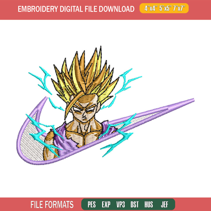 Gohan nike embroidery design, Dragonball embroidery, Nike design, Embroidery shirt, Embroidery file, Digital download.jpg