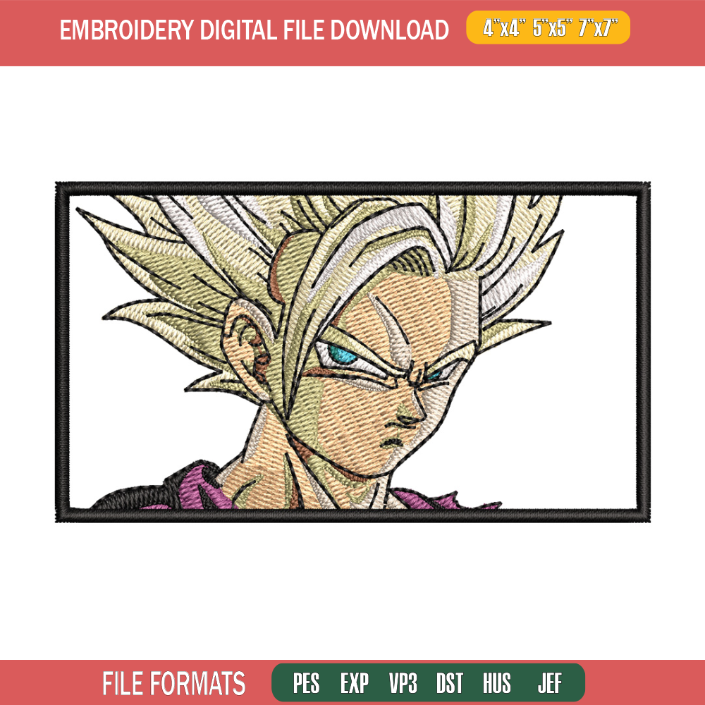 Gohan ssj box embroidery design, Dragonball embroidery, Anime design, Embroidery shirt, Embroidery file,Digital download.jpg