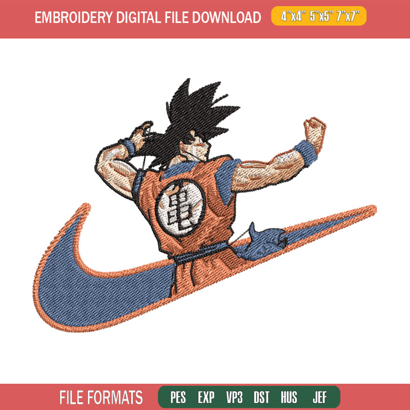 Goku Nike embroidery design, Dragon ball embroidery, Nike design, anime design, anime shirt, Digital download.jpg