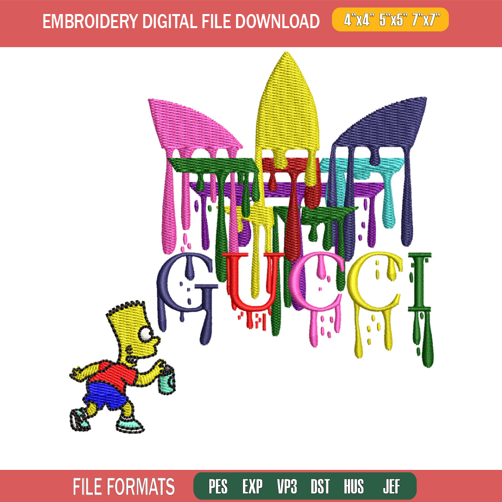Gucci bart color embroidery design, Gucci embroidery, Embroidery file, Embroidery shirt, Emb design, Digital download.jpg