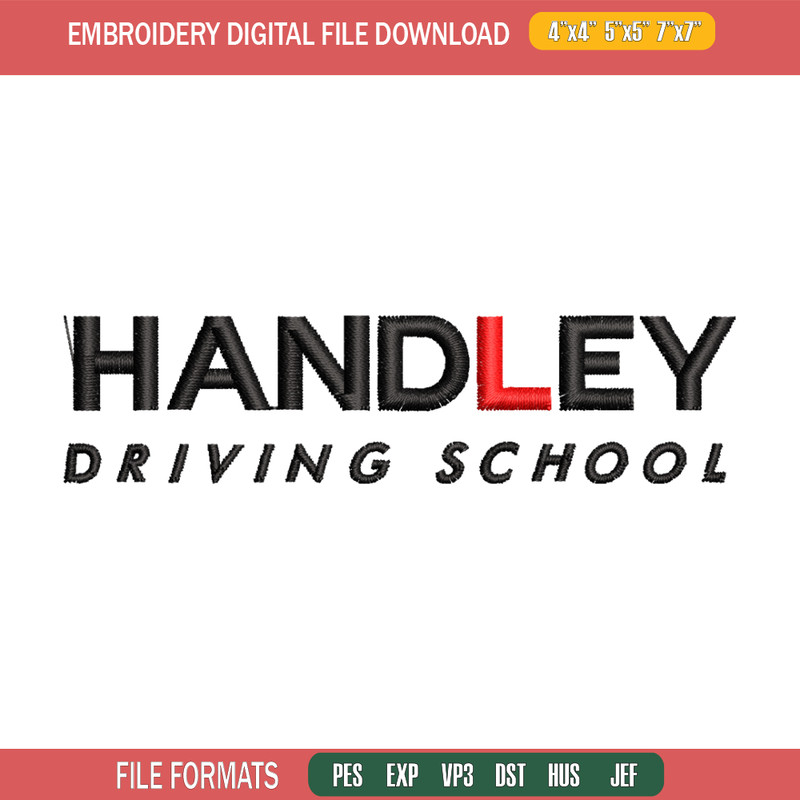 Handley Driving school logo embroidery design, logo embroidery, Embroidery file, logo design, Instant download.jpg