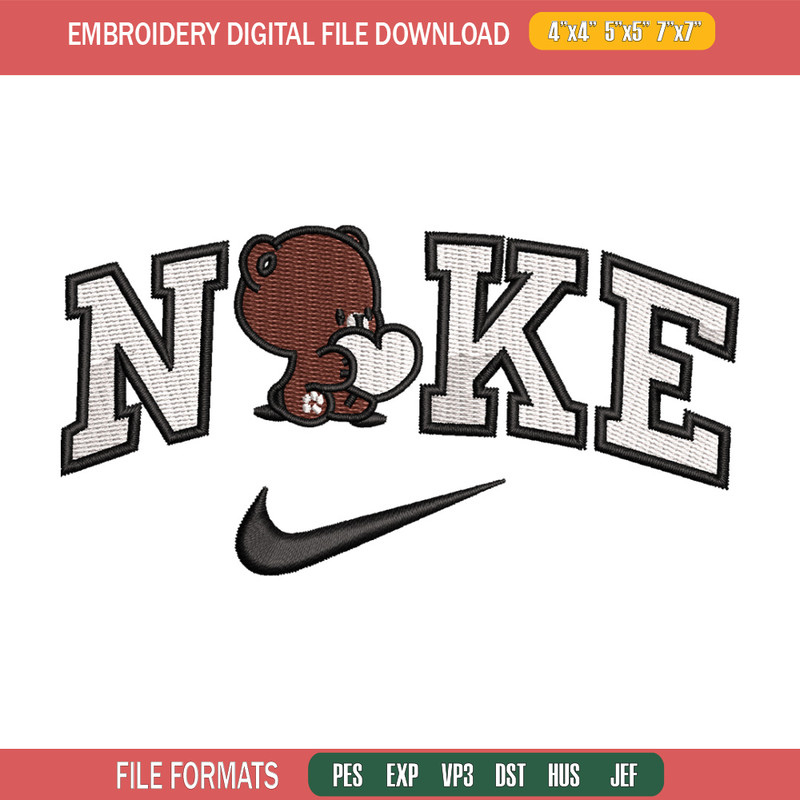 Heart bear nike embroidery design, Bear embroidery, Embroidery file, Embroidery shirt, Nike design, Digital download.jpg