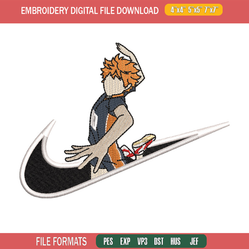 Hinata nike embroidery design, Haikyuu embroidery, Nike design, Embroidery shirt, Embroidery file, Digital download.jpg