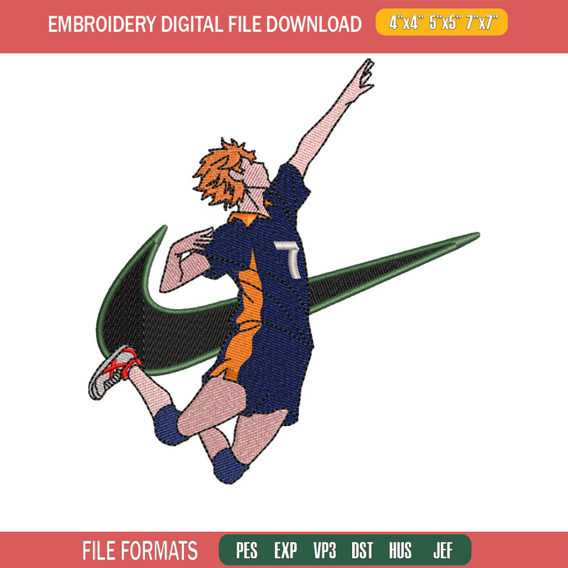 Hinata x nike embroidery design, Haikyuu embroidery, Nike design, Embroidery shirt, Embroidery file, Digital download.jpg