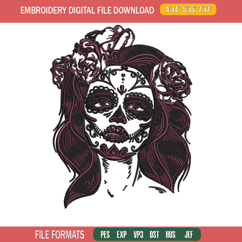 Horror girl embroidery design, Horror embroidery, Embroidery file, Embroidery shirt, Emb design, Digital download.jpg