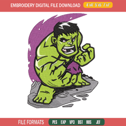 hulk chibi embroidery design, hulk chibi embroidery, movie design, embroidery file, movie shirt, digital download