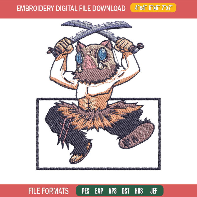 Inosuke funny embroidery design, Inosuke embroidery, Embroidery shirt, Embroidery file, Anime design, Digital download.jpg