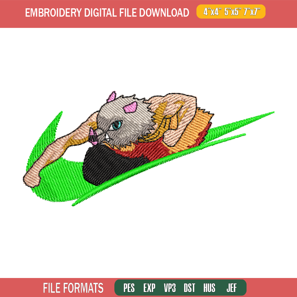 Inosuke Nike embroidery design, Kimetsu no Yaiba embroidery, Nike design, anime design, anime shirt, Digital download.jpg