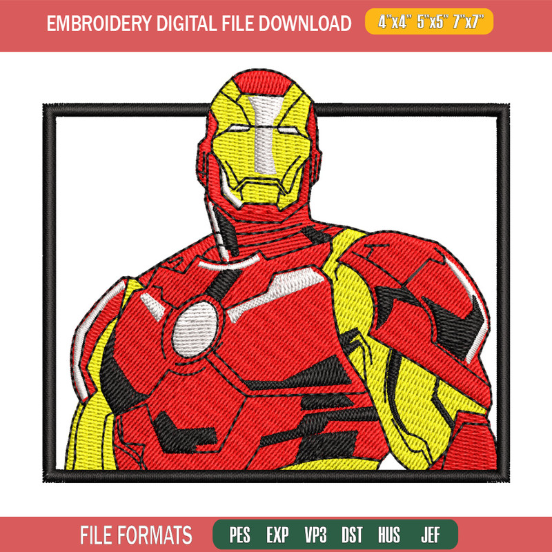 Iron man embroidery design, Marvel embroidery, Anime design, Embroidery shirt, Embroidery file,Digital download.jpg