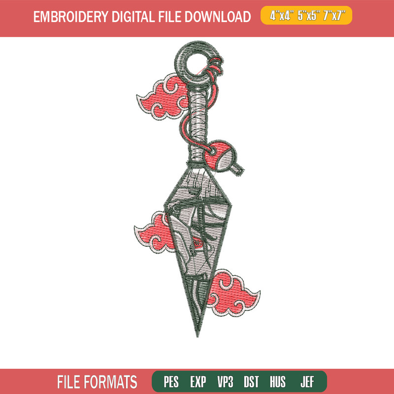 Itachi kunai embroidery design, Naruto embroidery, Embroidery shirt, Embroidery file, Anime design, Digital download.jpg