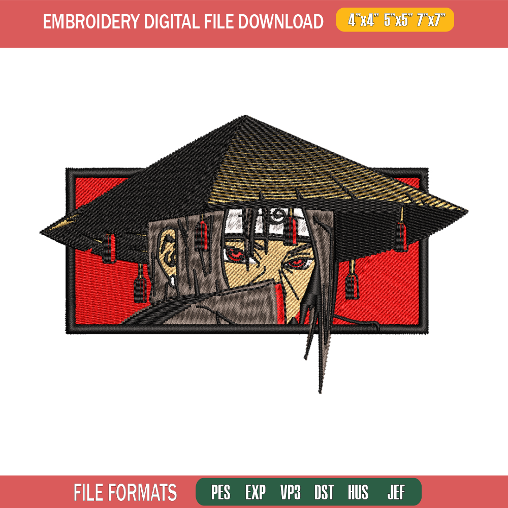 Itachi Rectangle embroidery design, Naruto embroidery, embroidery file, anime design, anime shirt, Digital download.jpg
