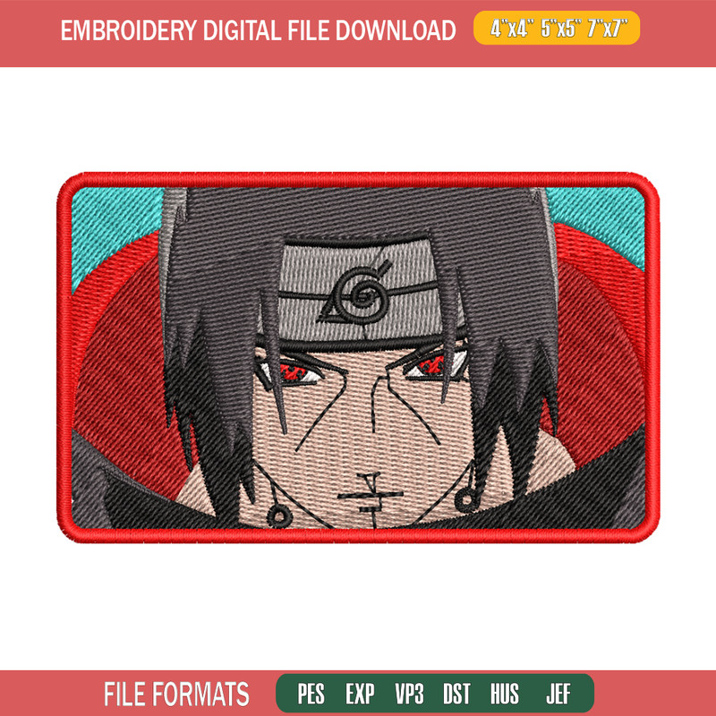 Itachi rectangle embroidery design, Naruto embroidery, logo design, anime design, anime shirt, Digital download.jpg