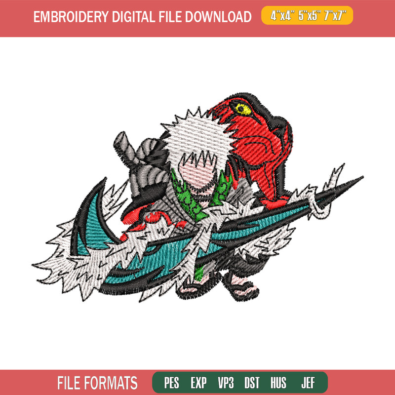 Jiraiya frog embroidery design, Naruto embroidery, embroidery file, anime design, anime shirt, Digital download.jpg