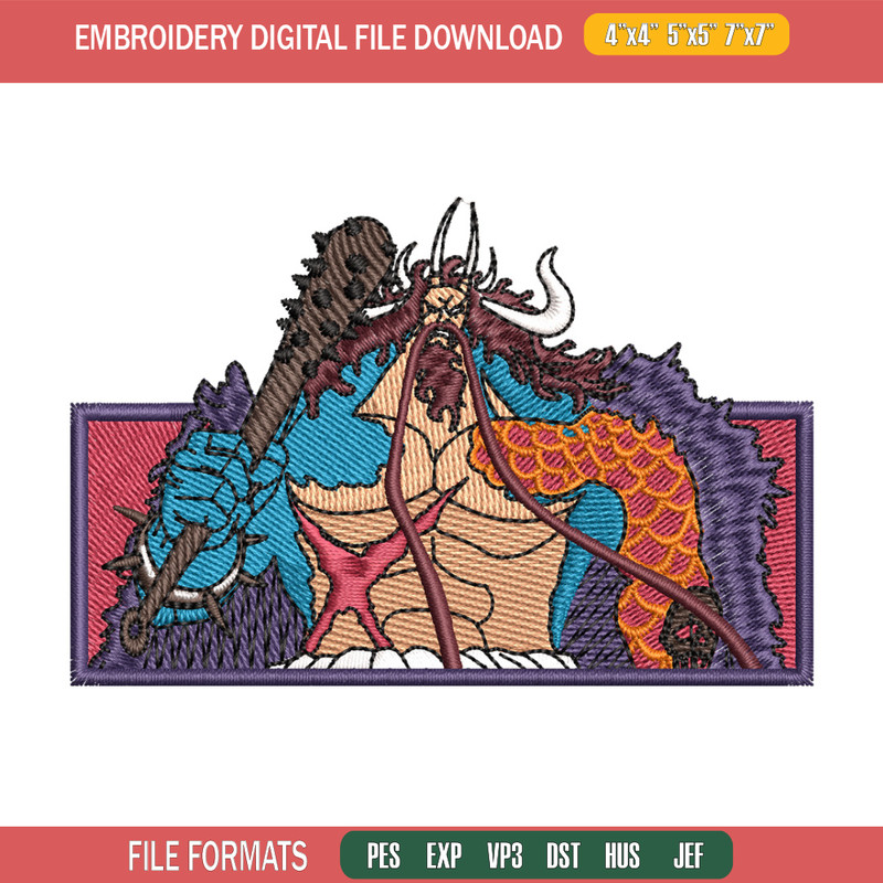 Kaido box embroidery design, One piece embroidery, Anime design, Embroidery shirt, Embroidery file,Digital download.jpg