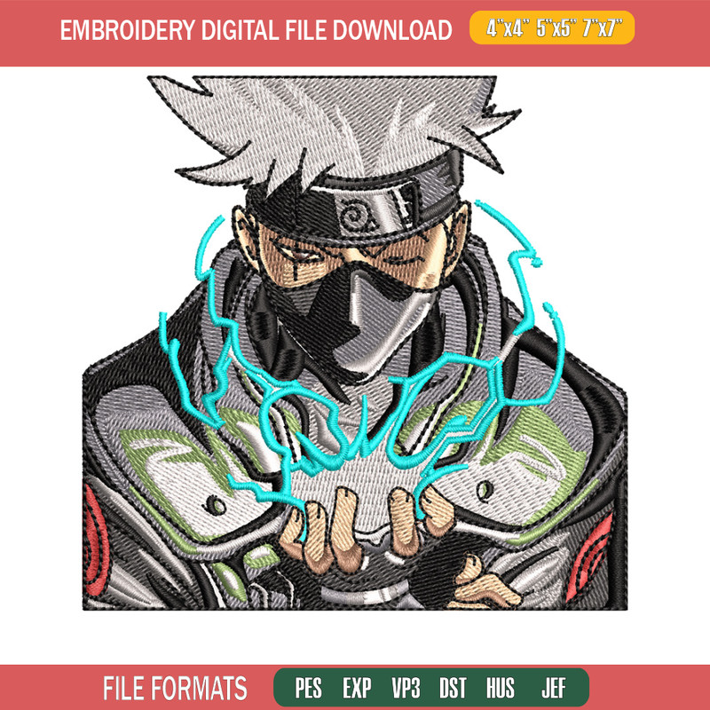 Kakashi chidori embroidery design, Naruto embroidery, Anime design, Embroidery shirt,Embroidery file,Digital download.jpg